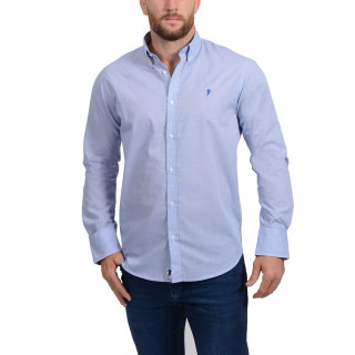 chemise homme bleu manches longues coupe classique disponible en grandes tailles.