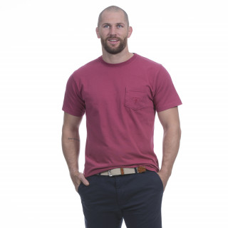 T-shirt en jersey de coton rouge avec broderie sur poche.Disponible du S au 5XL