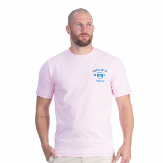 Tee-shirt manches courtes rose pale avec broderies Rugby flowers.