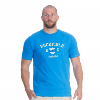 T-shirt manches courtes bleu avec broderie Rugby flowers.