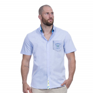 Chemise bleu rugby flowers