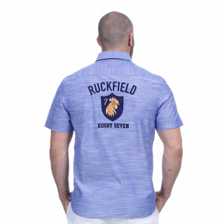 Chemise bleu manches courtes avec broderies Rugby seven