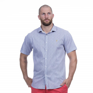Chemise manches courtes bleu à motif du thème Rugby élégance
