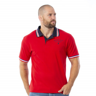 Polo French Rugby rouge en coton piqué.