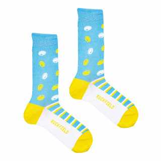 Chaussettes ballons de rugby turquoise
