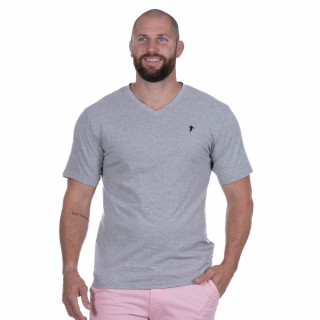 T-shirt basique Col V coton bio gris chiné