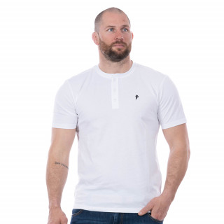 T-shirt basique blanc col boutonné